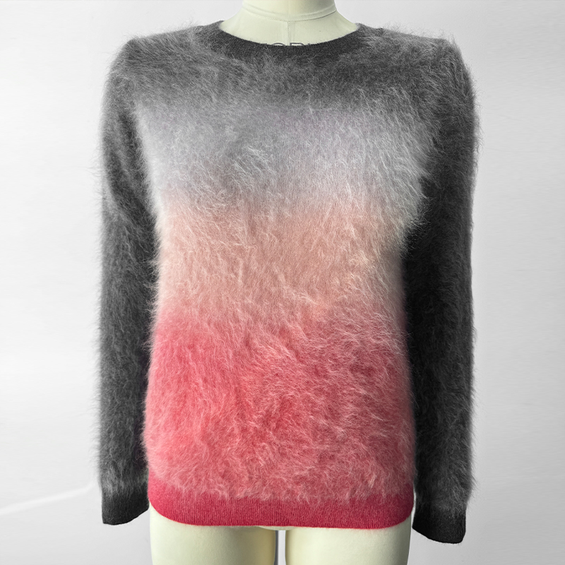 di kangra/德凯佳羊绒衫拉毛女冬季慵懒渐变套头衫长袖S24-0045