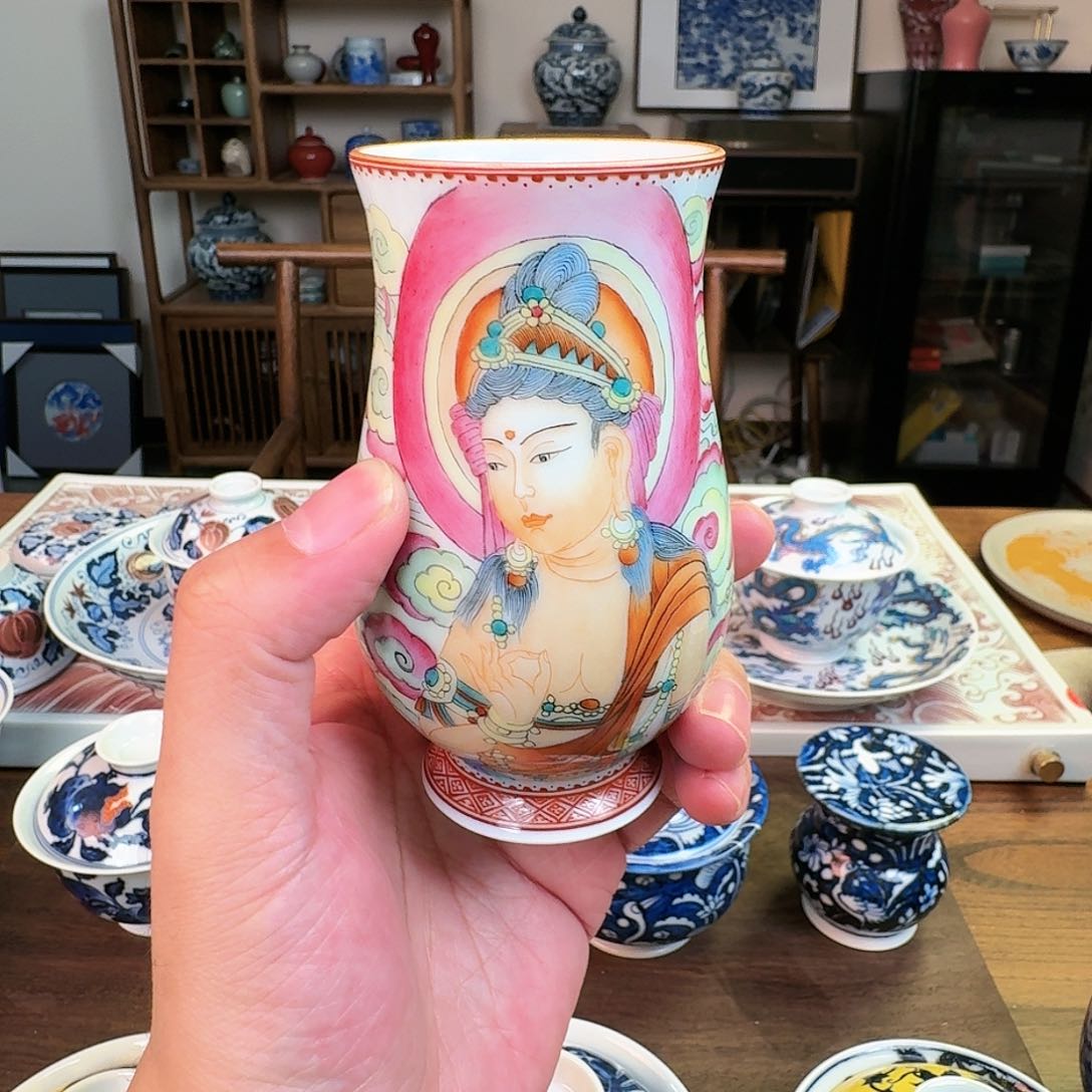 摆件粉彩，重工，人物