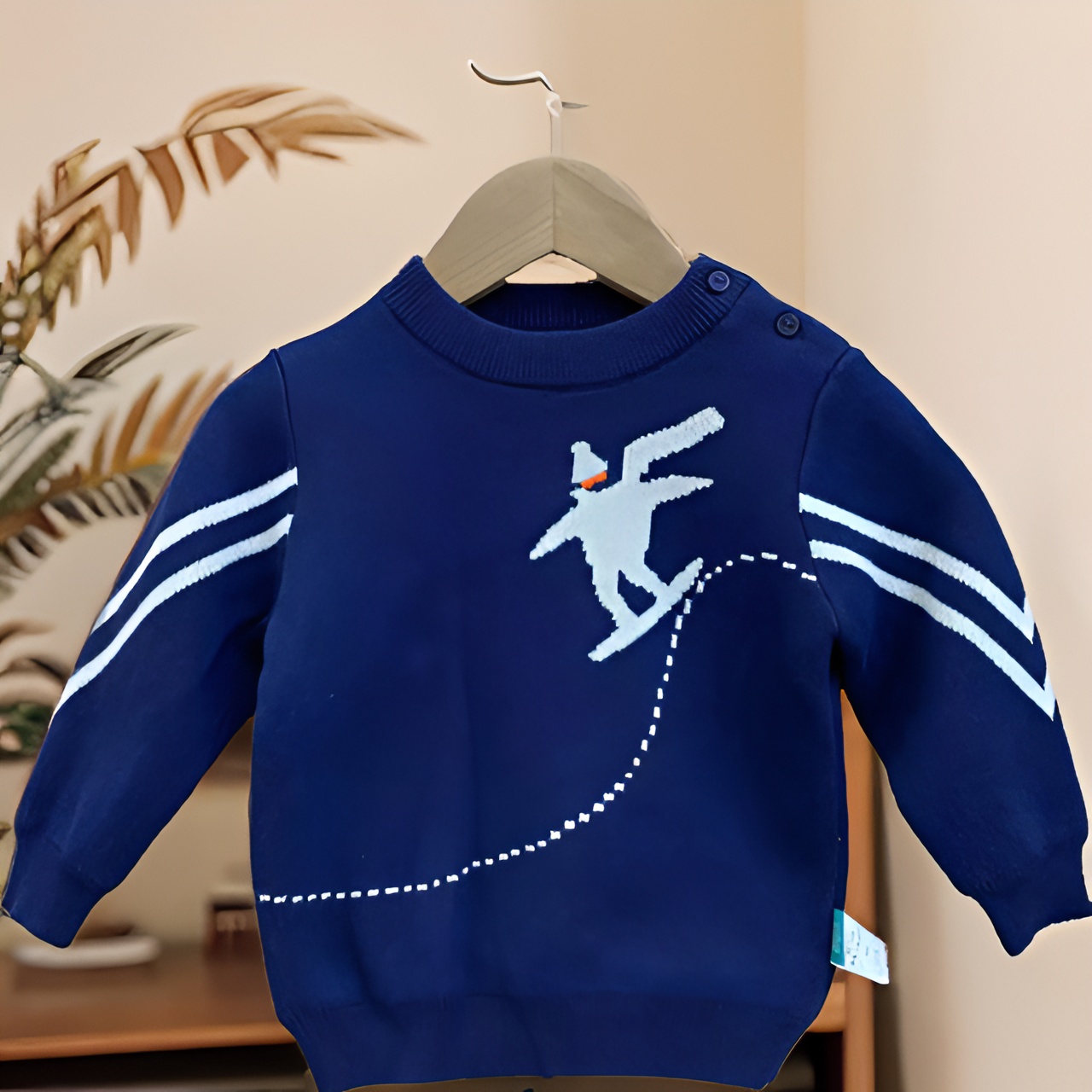 优儿宝贝1041302二层加厚毛衣100%纯棉A类简约日韩童装新款时髦