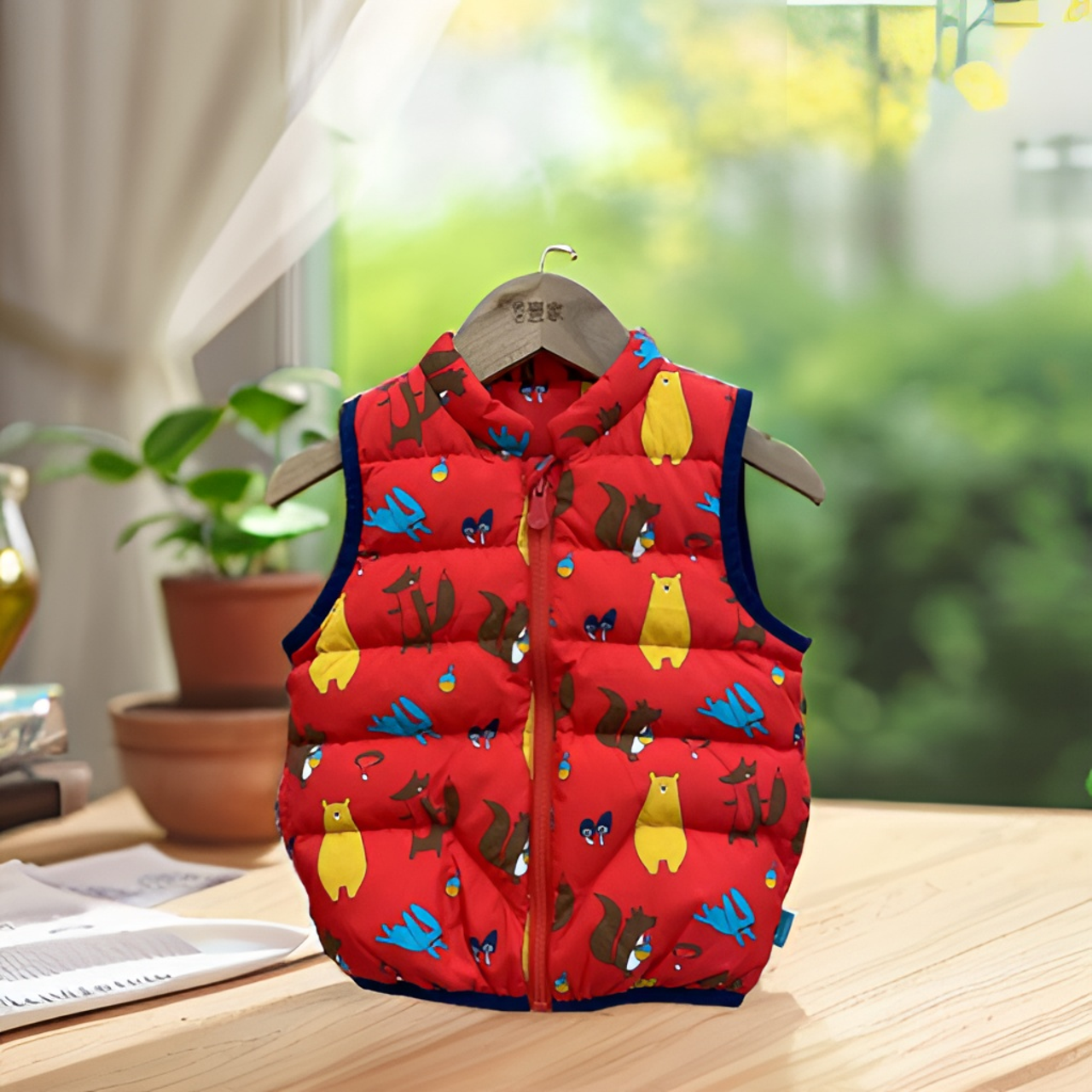 优儿宝贝1031408日韩童装男童保暖90白鸭绒马甲可爱超萌儿童衣服