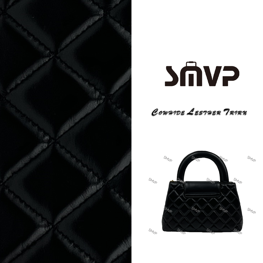 SMVP手工真皮女包 小香风小手提包 0247 黑色