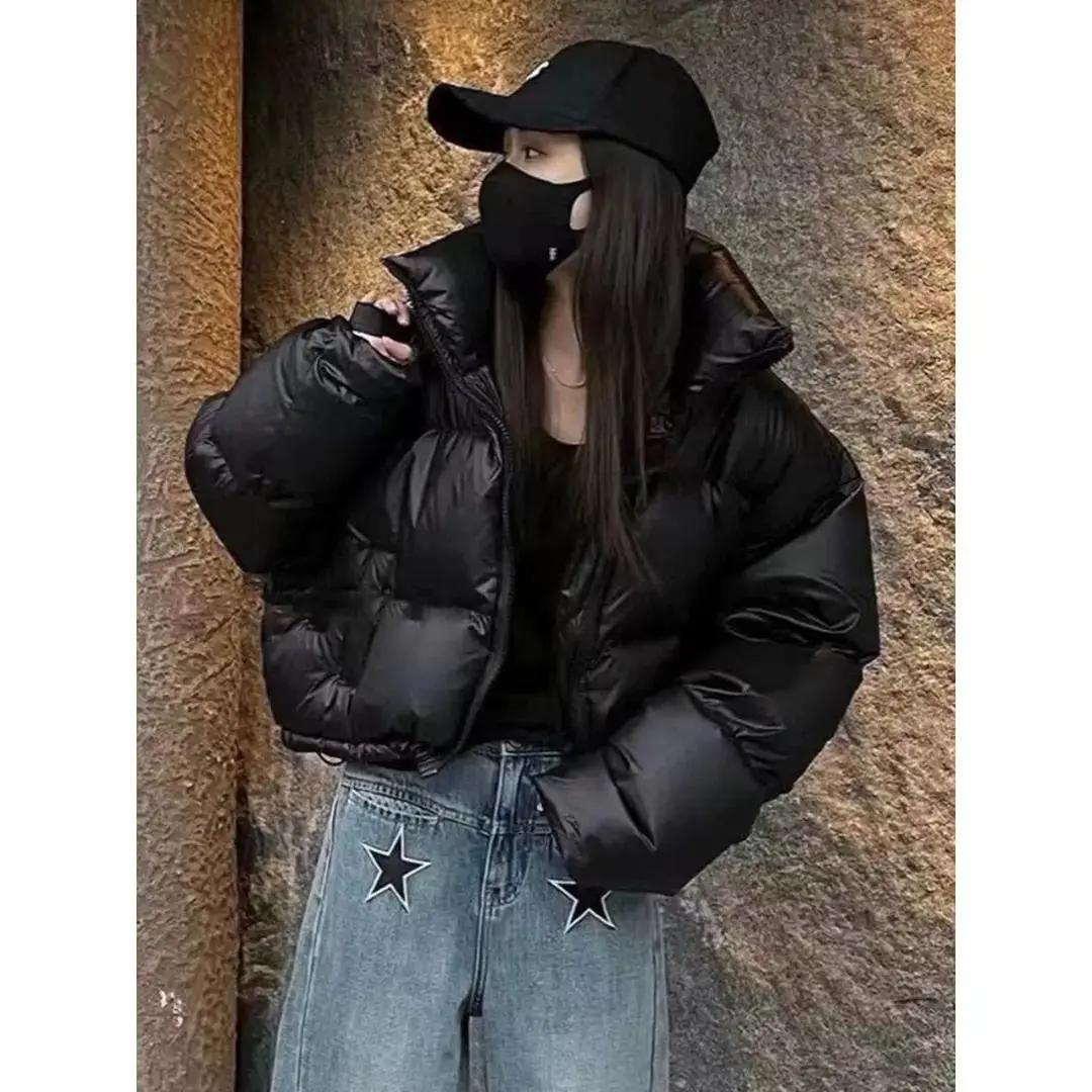 波士顿反季咖色立领羽绒服女短款小个子2023年冬季加厚高腰肯豆风