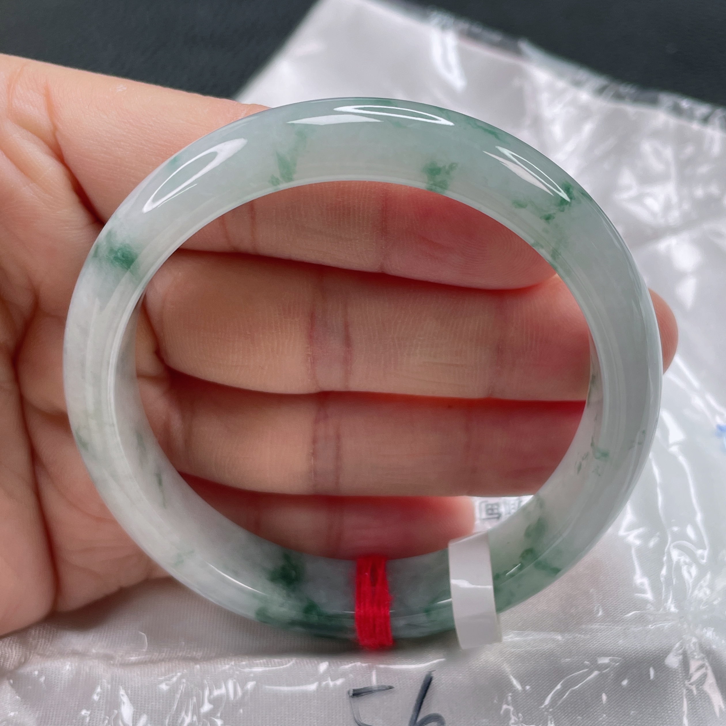 0319缅甸天然A货翡翠56圈冰润飘花手镯时尚百搭妈妈款精美玉手镯