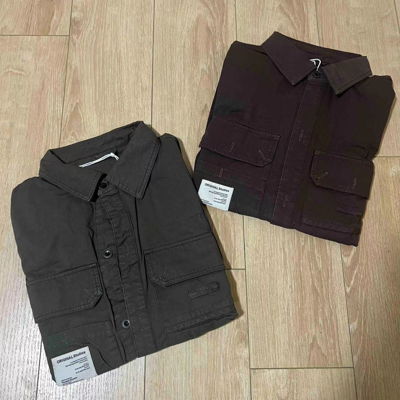 （工装衬衫）小众设计师男女情侣同款美日系做旧工装衬衫