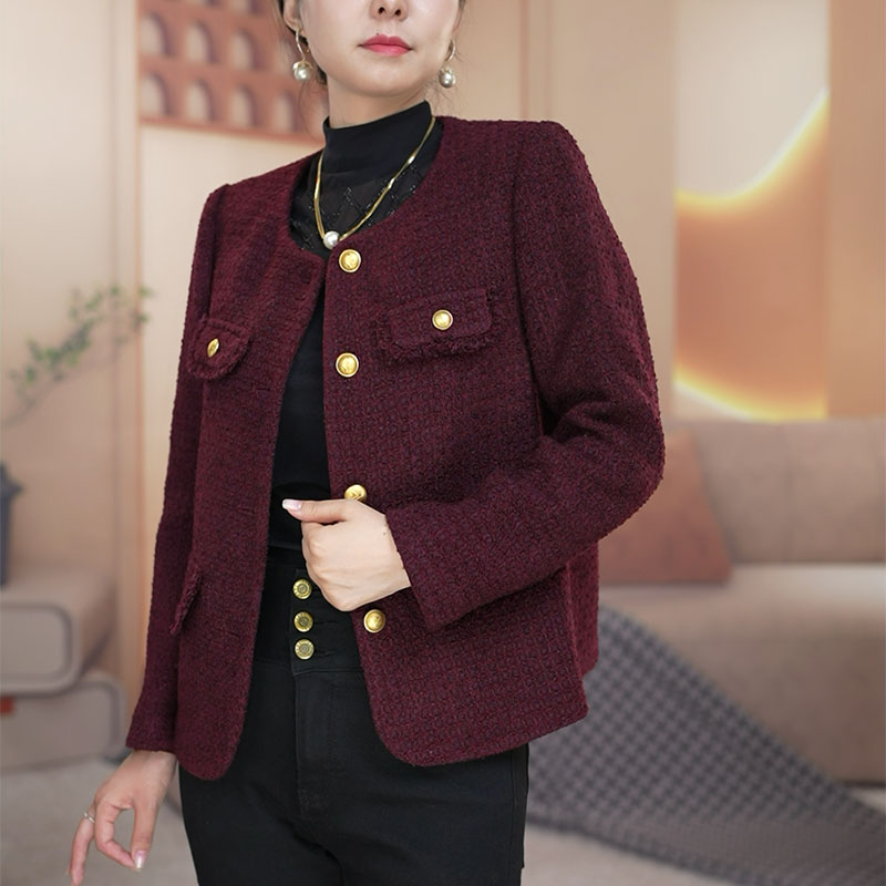 安哥拉红小香风2025年秋季新款短款外套