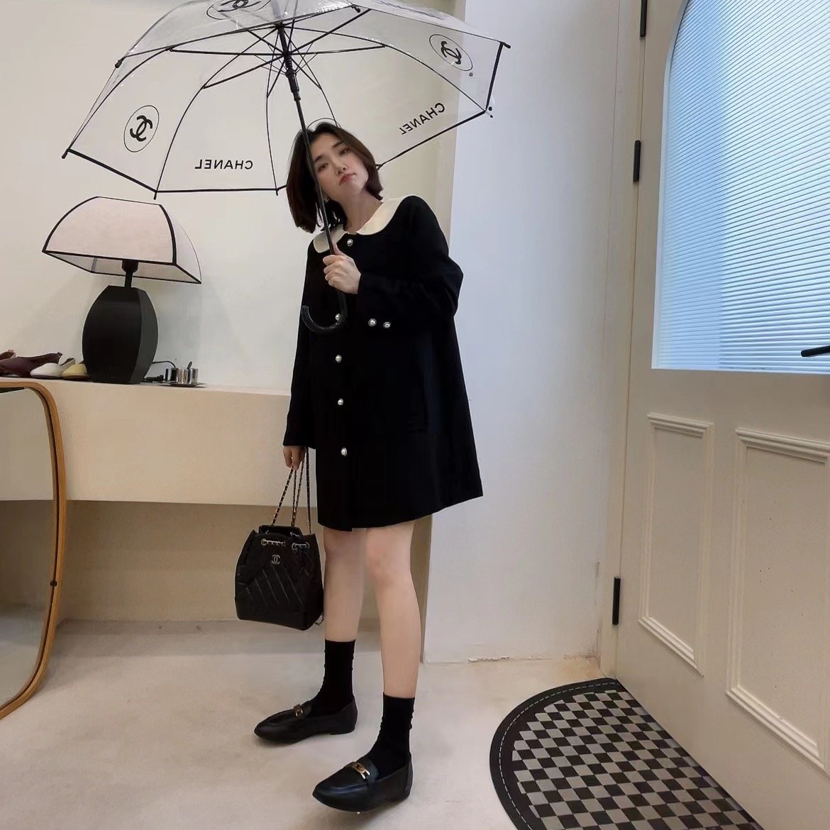 Onai【A328】经典时尚小香风长袖连衣裙