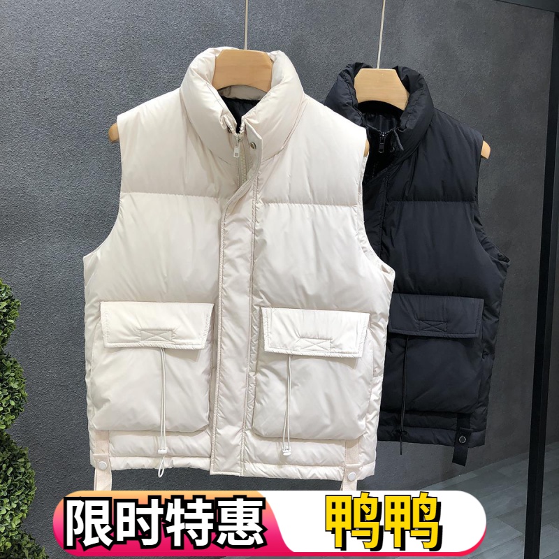 鸭鸭羽绒马甲男潮牌冬季潮流外穿马夹新款2023保暖背心男士无袖羽