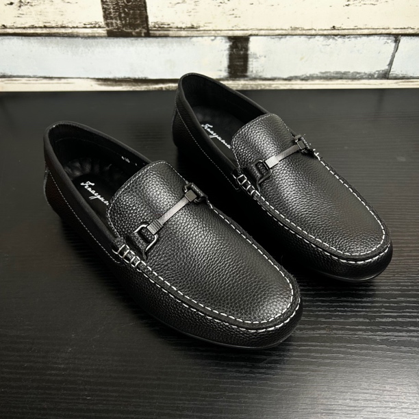 新款牛皮男士休闲皮鞋豆豆鞋休闲鞋小香风百搭成熟真皮手工男鞋子