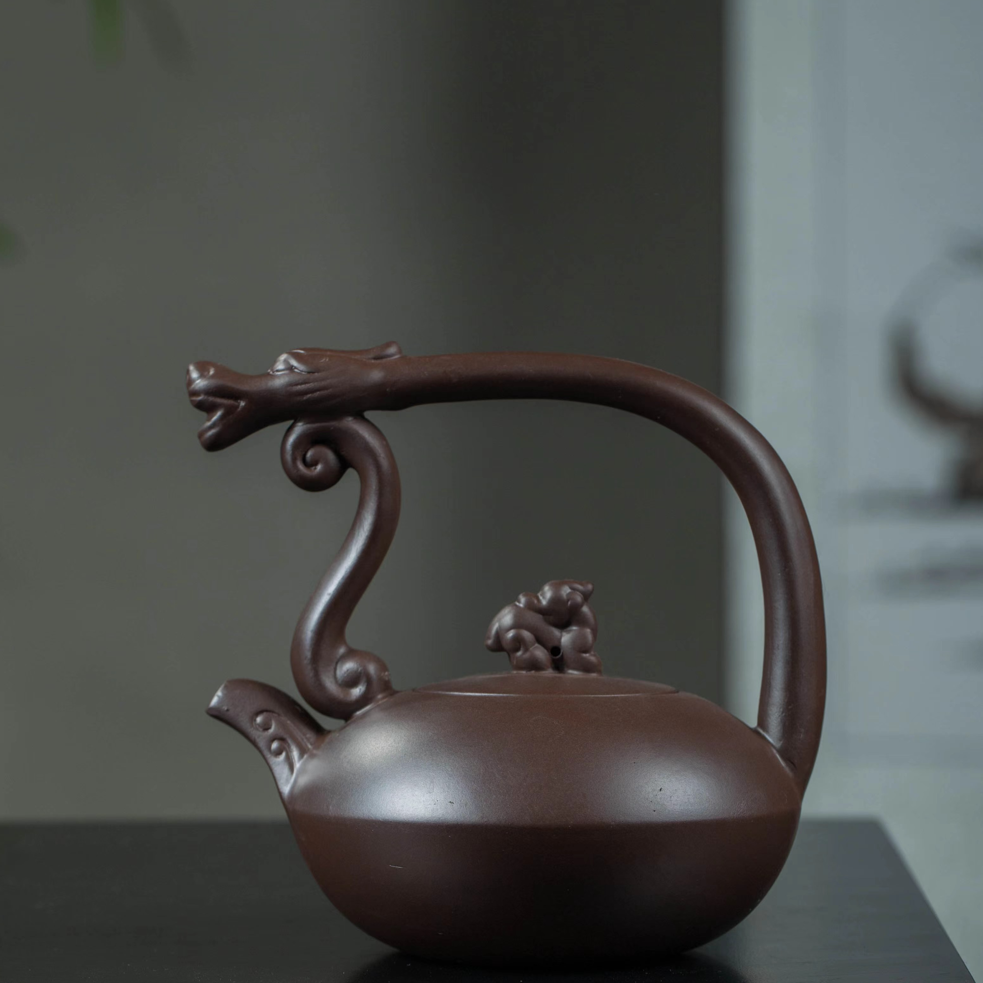 宜兴原矿紫泥 望子成龙提梁 容量约400毫升 手制紫砂壶 高端精美