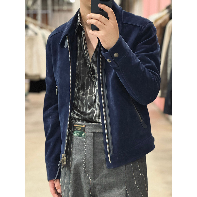 （主店）74500”意式性感张力Super highend混种小羊羔胎牛“飞行夹克