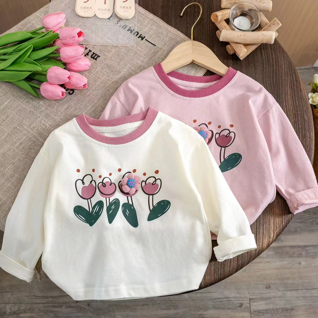 女童春秋款长袖T恤女宝洋气卫衣儿童休闲衣服宝宝百搭上衣韩版潮