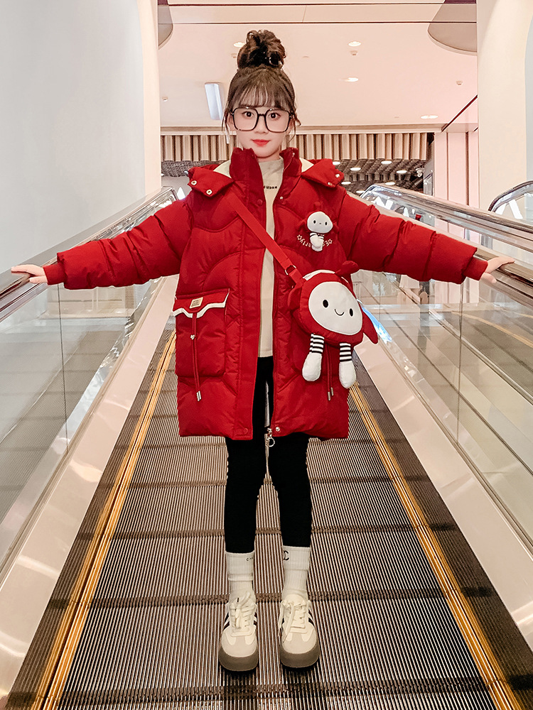 巴拉巴拉女童棉服冬装2023年新款洋气儿童中长款保暖棉衣女孩冬季