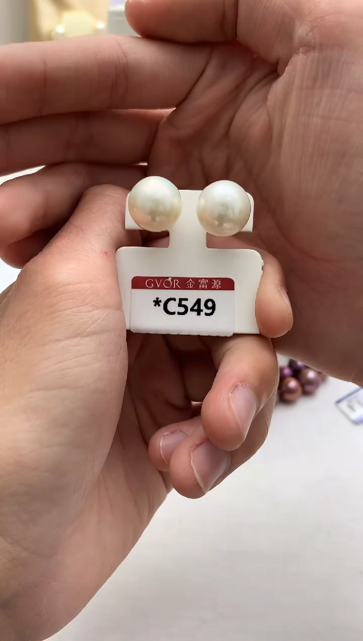 【闪购商品】淡水珍珠HD18K金镶嵌珍珠耳饰@@c549