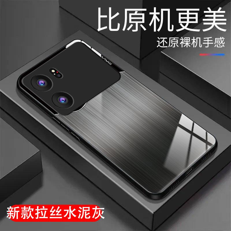 OPPOK10手机壳玻璃壳细纹拉丝男款商务休闲防摔保护壳简约全包边