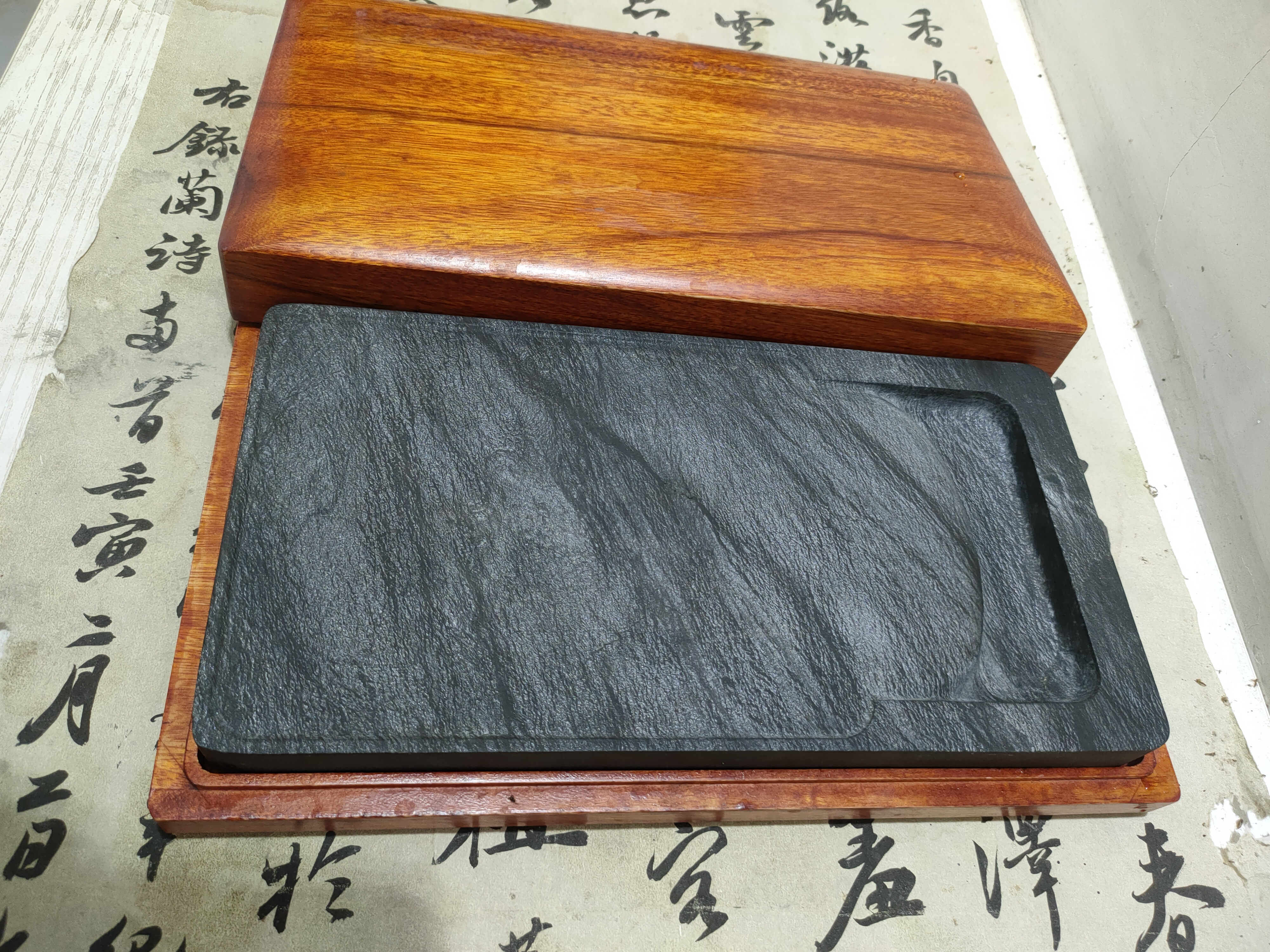 歙砚石头砚台老坑眉纹尺寸23/12/2.1cm9寸砚台砚台书法专用安徽