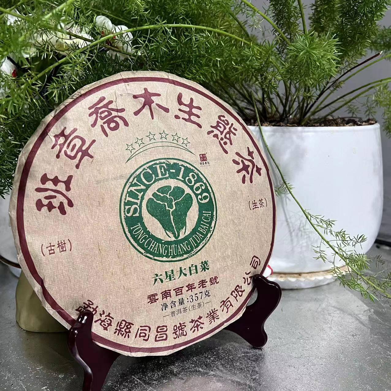 茶园世家同昌黄记六星班章乔木大白菜古树普洱茶普洱357g/饼 生
