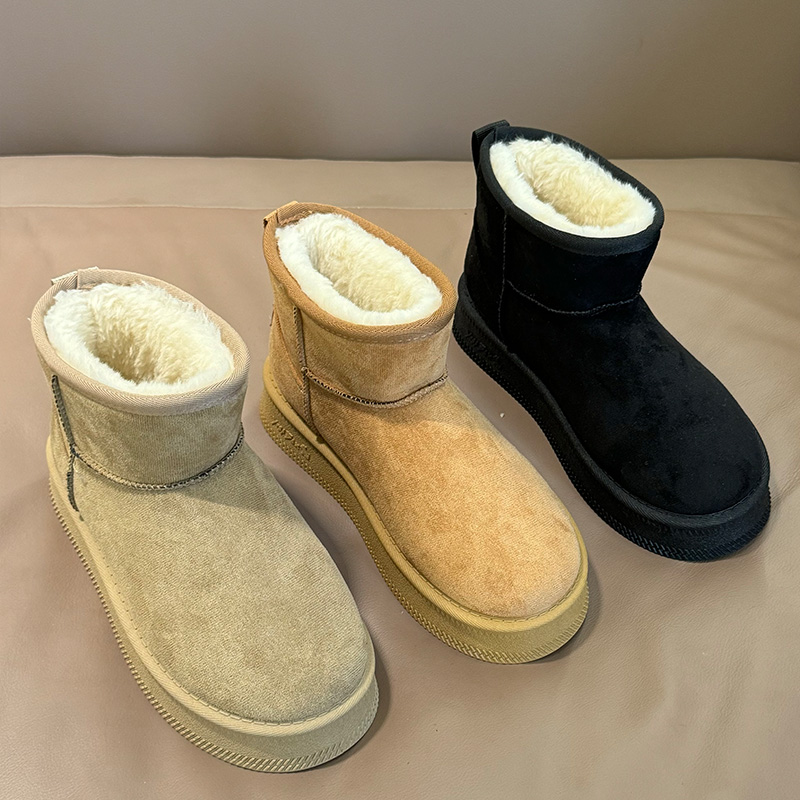 35-43大码雪地靴女2025新款冬季加绒加厚41保暖短靴厚底中筒棉鞋