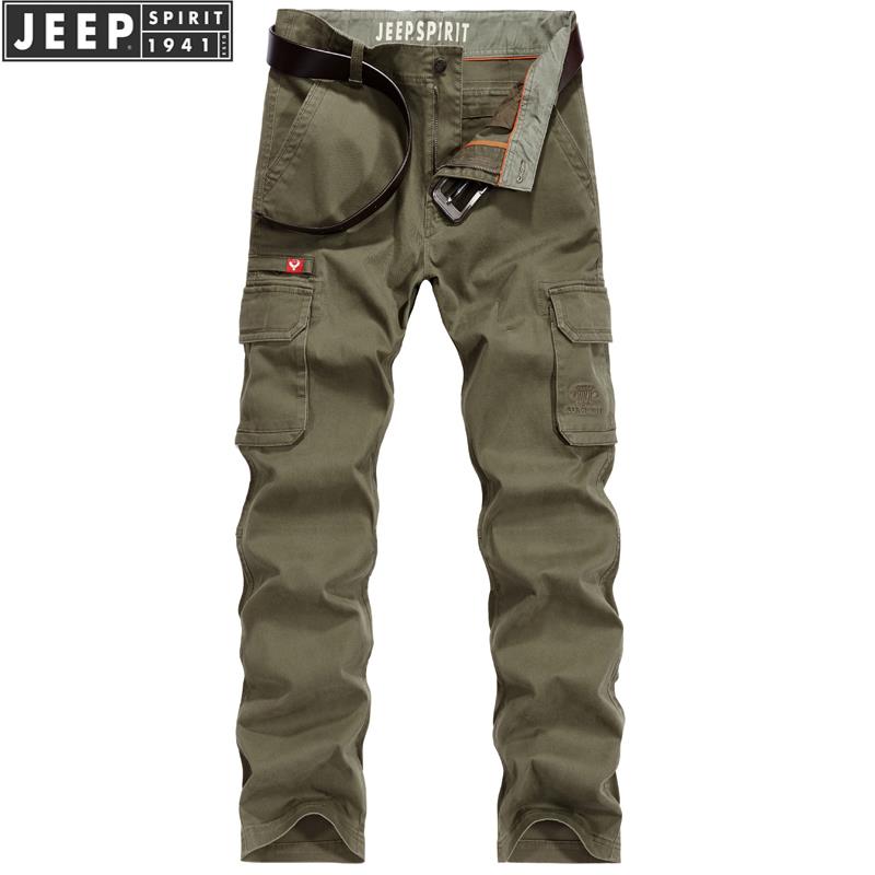 JEEP休闲裤男2023春秋薄款纯棉工装裤秋冬宽松吉普多口袋户外男裤