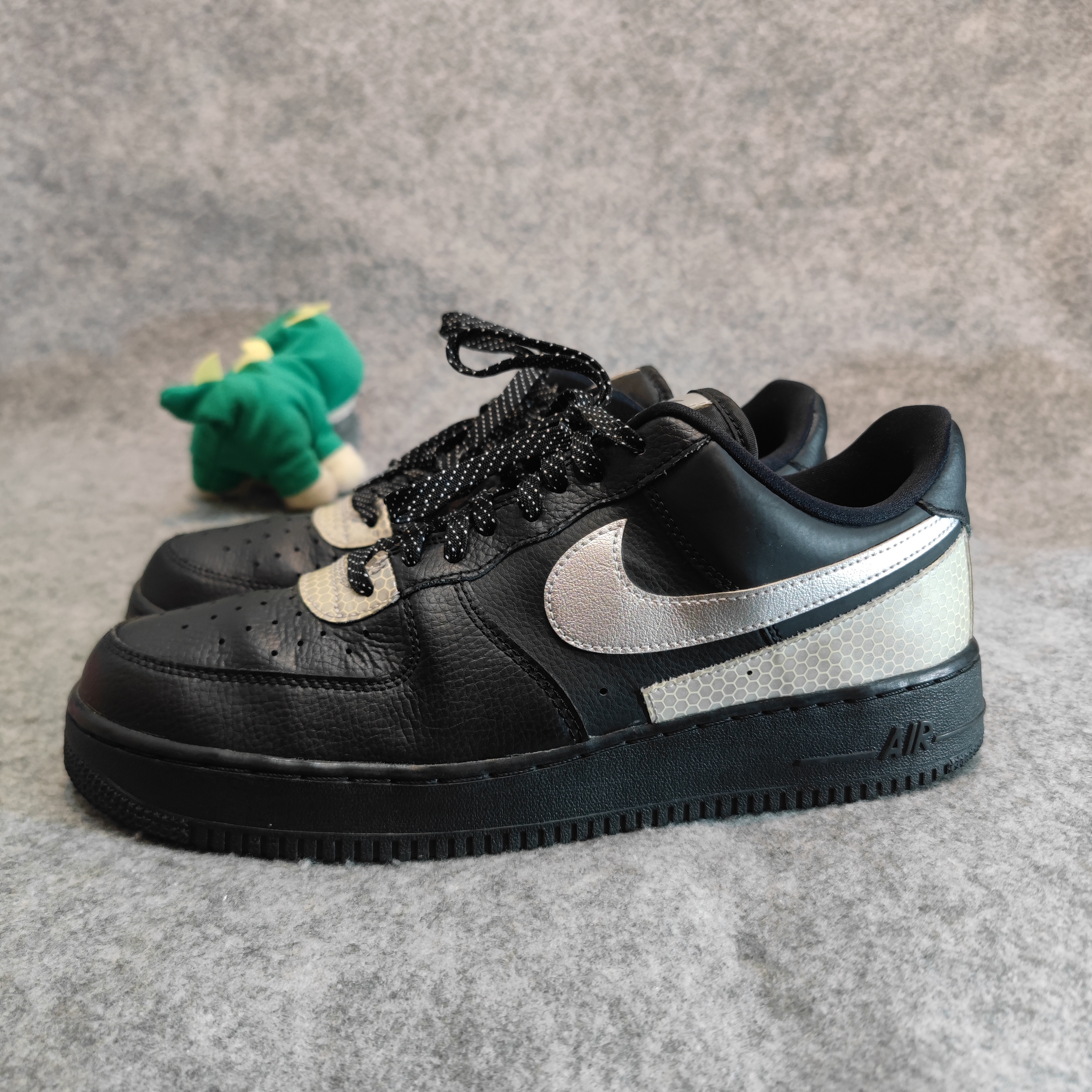 95新 NIKE/耐克 44.5码 正品 af1 黑银 3M反光 公价四千 无原盒