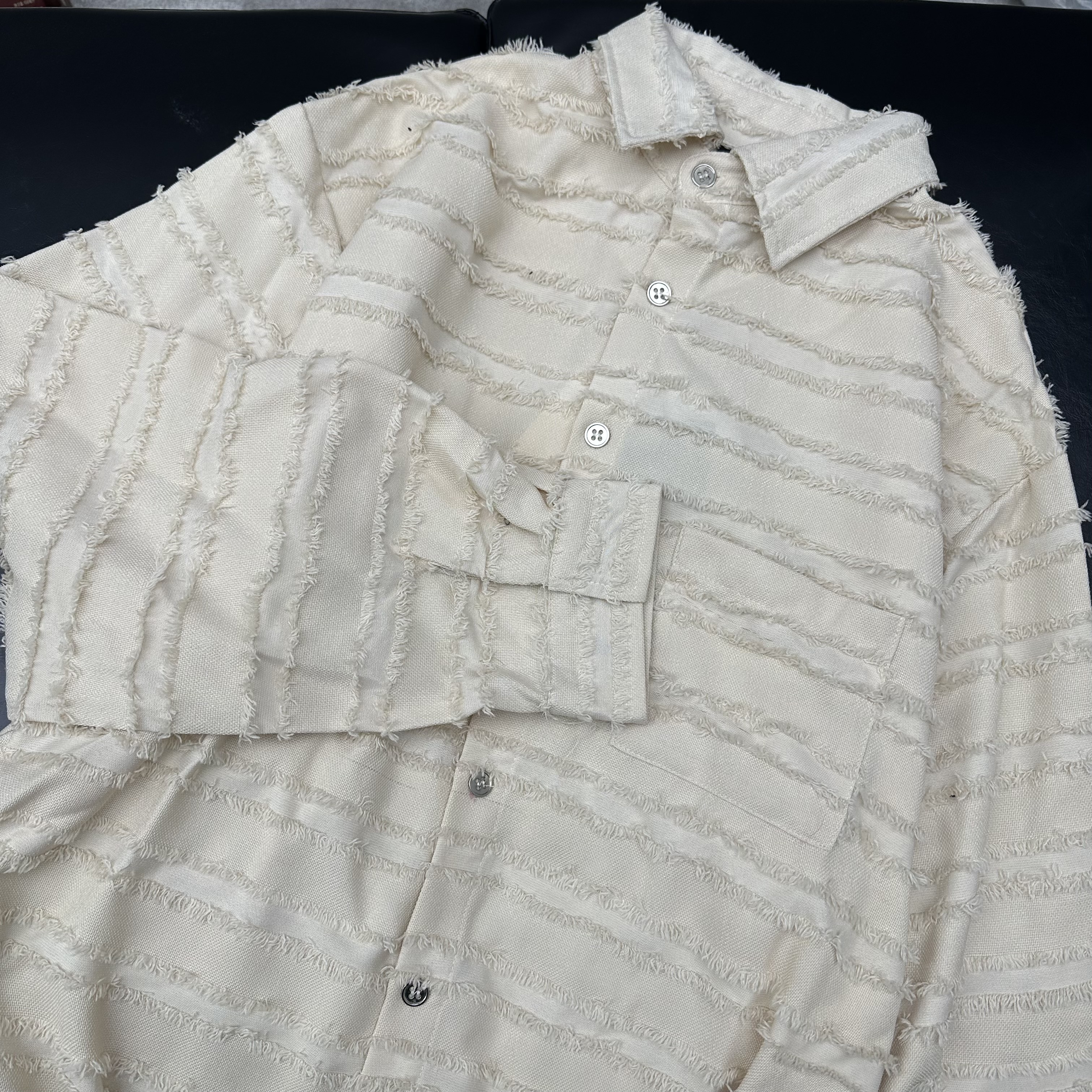 COURSEMYS聪明陈 小众高级感流苏翻领衬衫秋季男女百搭外套30102