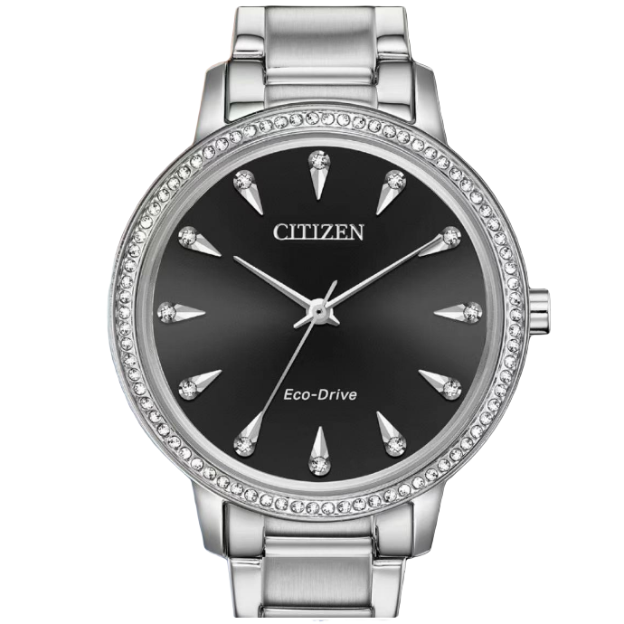 CITIZEN/西铁城女士黑盘镶钻光动能腕表FE7040-53E纽约直邮XD36mm