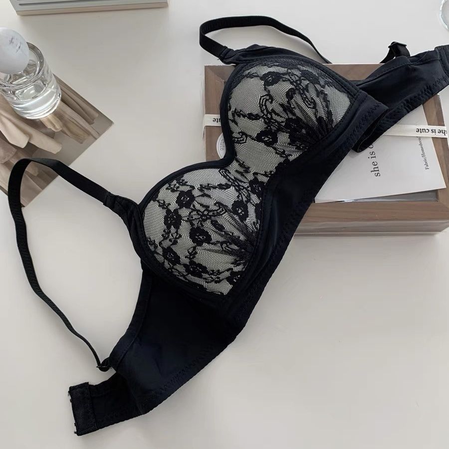 银河玫瑰bra 法式内衣女小胸聚拢甜美蕾丝少女无钢圈薄款透气文胸