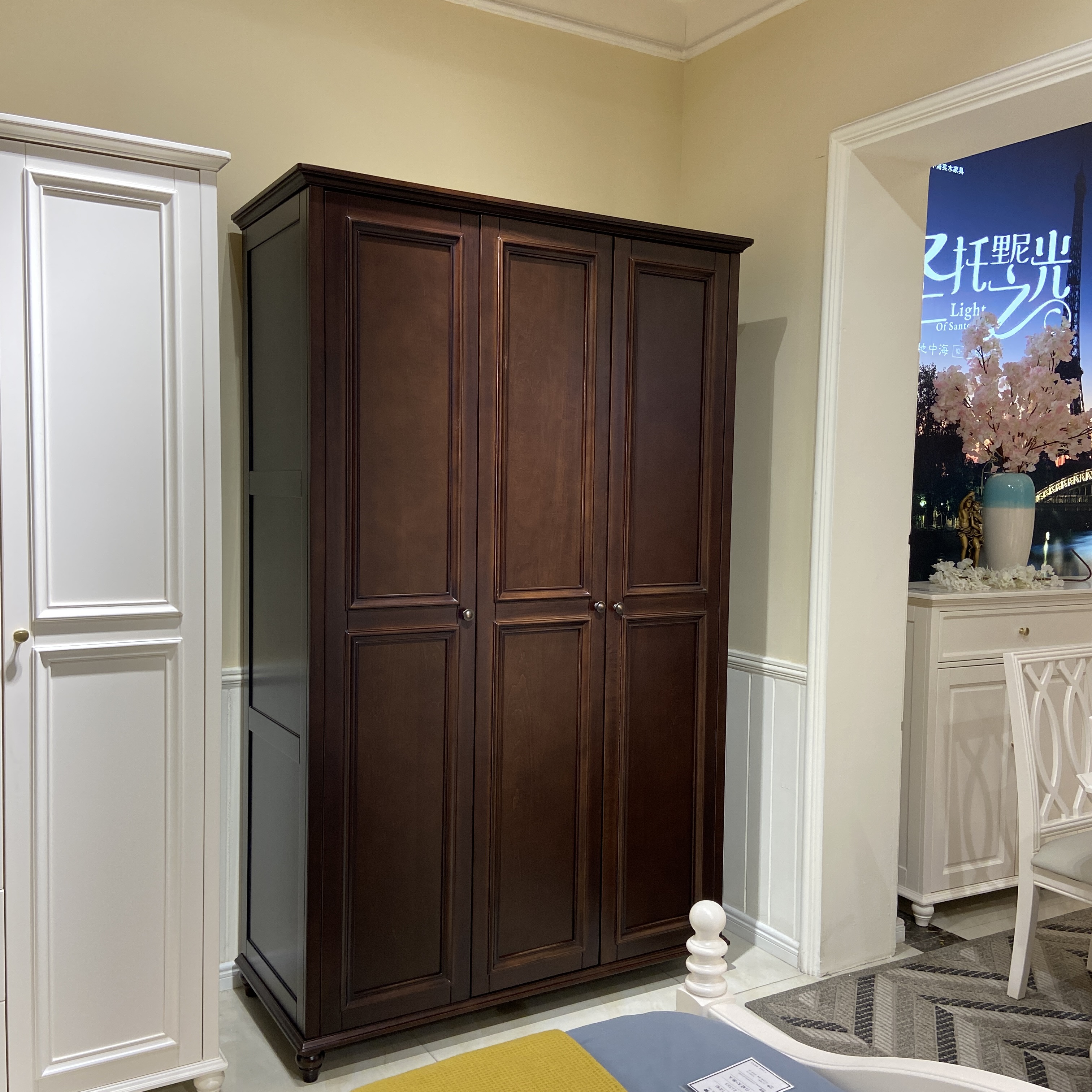 【品牌代工】尚品环保E1366全实木原木美式三四五六门衣柜实木家具