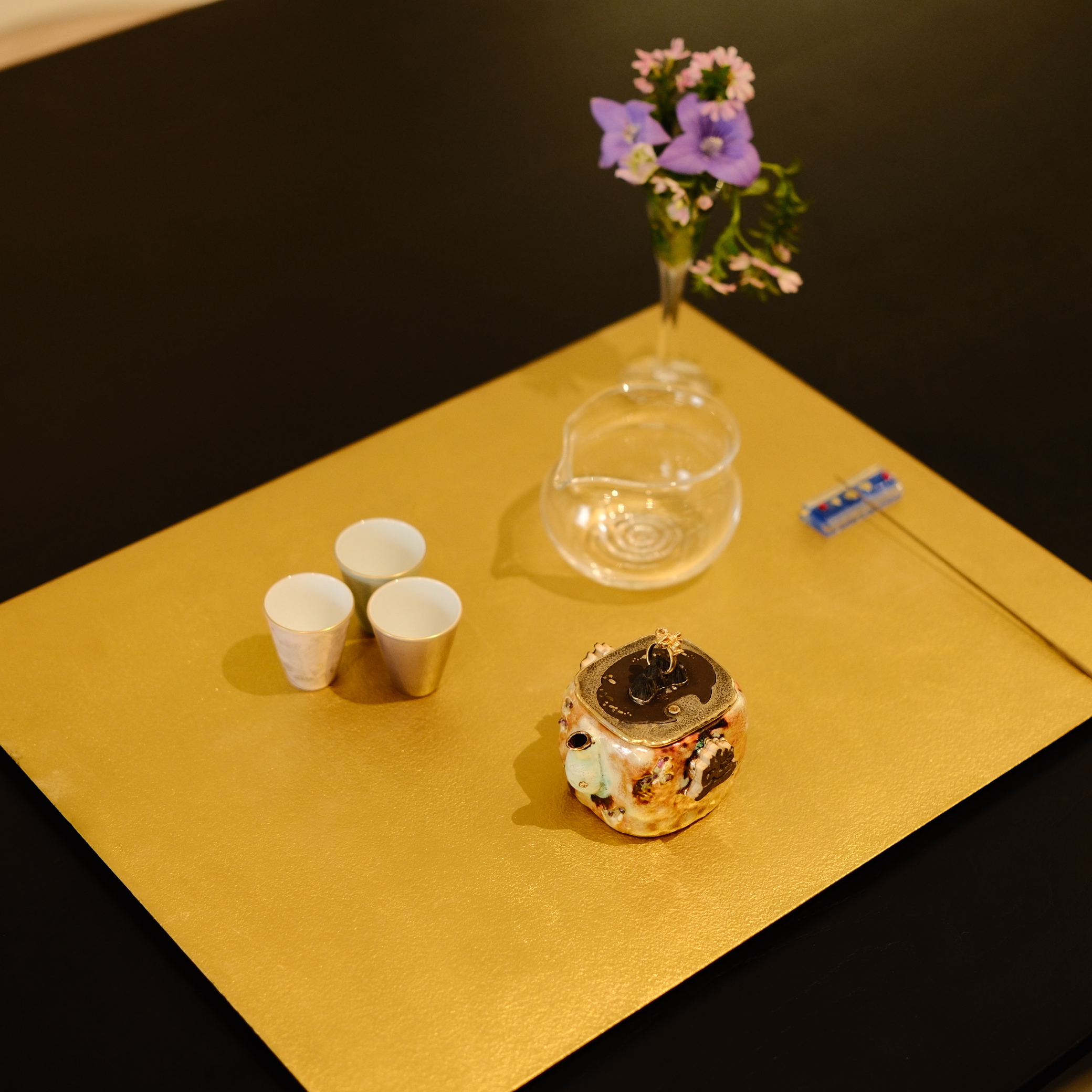 灵源山房 定制 大漆茶席板 金 大漆工艺木胎 尺寸:长45*宽35