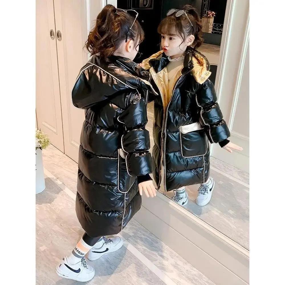 吧啦童装女童亮面服0新款冬装儿童免洗袄衣中长款冬季洋气潮