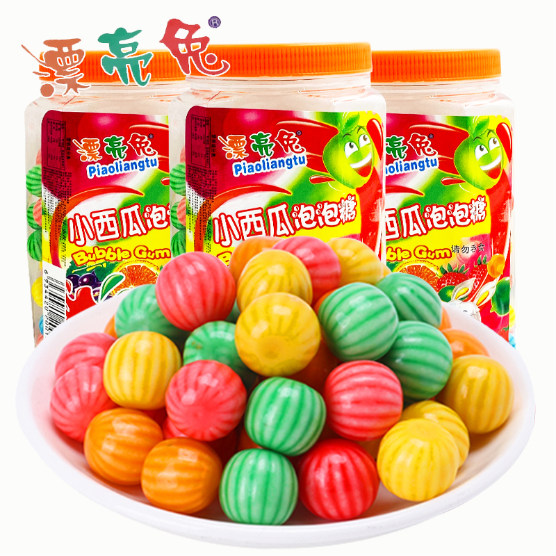 漂亮兔西瓜泡泡糖颗口香糖8090后怀旧小零食儿时经典童年果味糖果