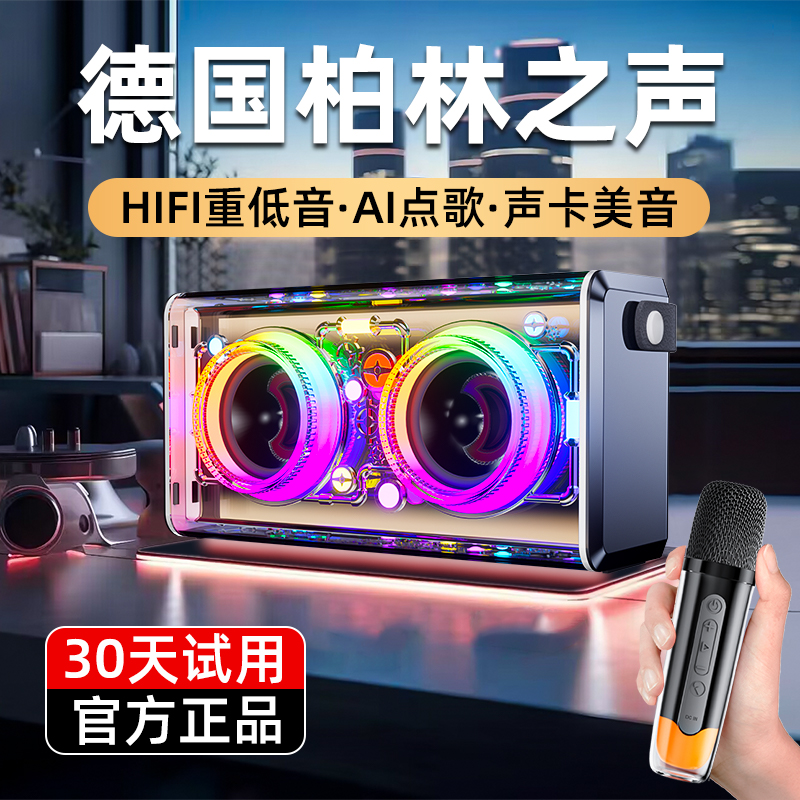 听声者k歌音响麦克风唱歌话筒音响一体麦克风家庭ktv电视重低音