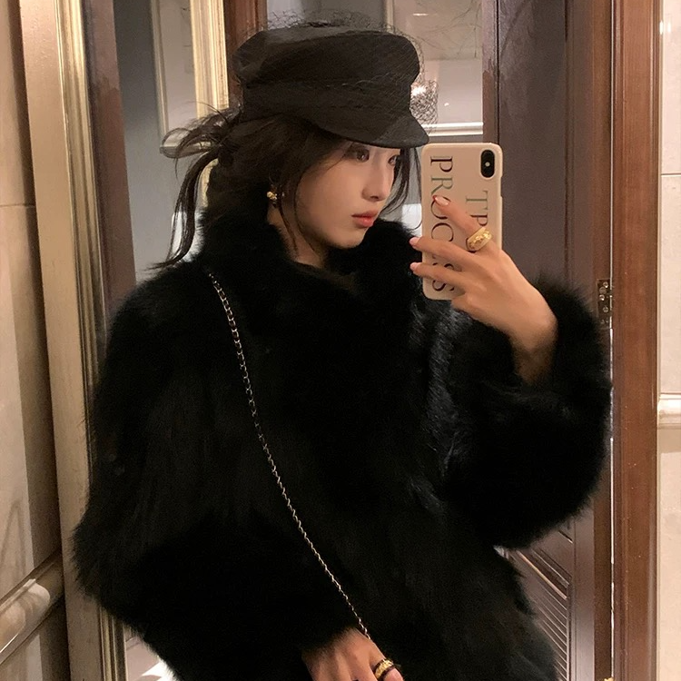 神明少女2025冬季新款狐狸毛外套女中长款