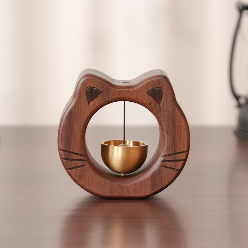 北美黑胡桃招财猫铜铃铜铃铛风铃门铃铃铛铃铛黄铜纯铜门铃