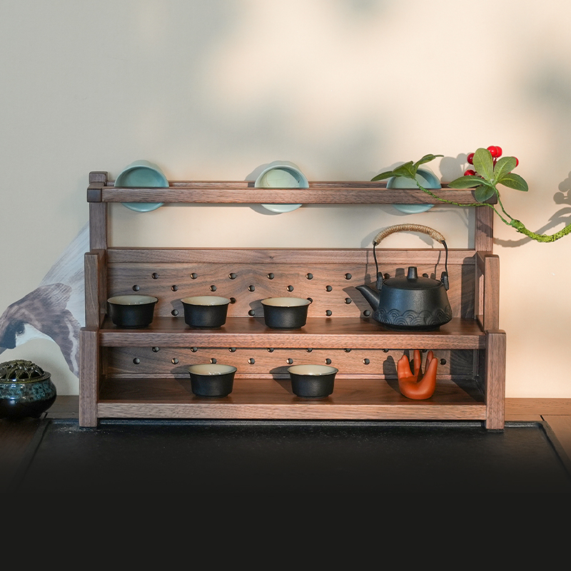 北美黑胡桃木博古架多宝格置物架置物全实木原木北美黑胡桃木