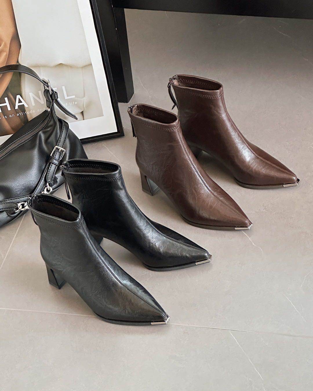 时尚网红 粗跟小短靴