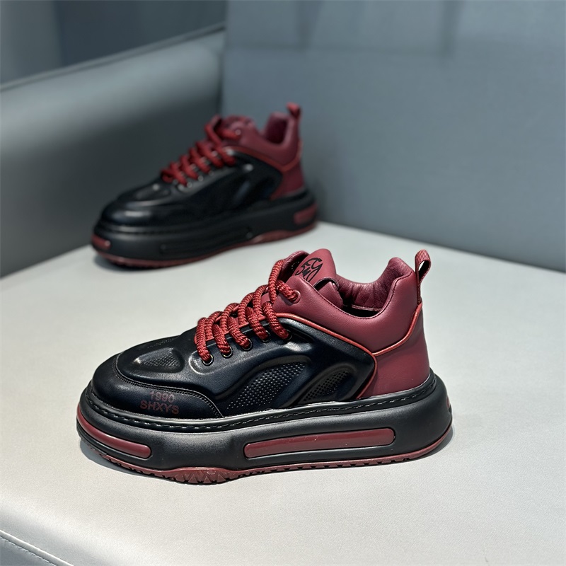 潮牌男鞋冬季新款皮面舒适休闲厚底增高韩版百搭加绒保暖网红鞋男