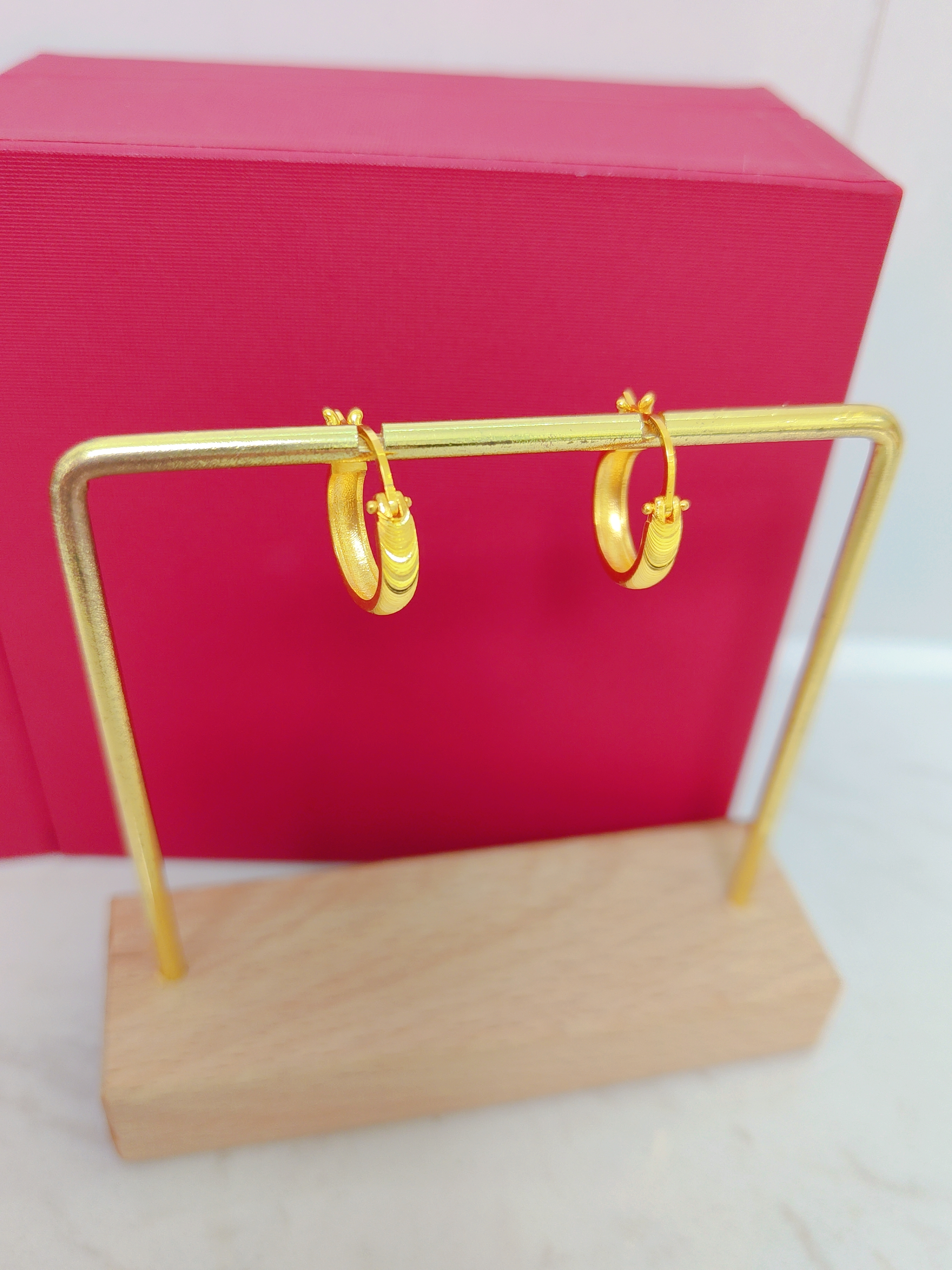 足金999时尚猫眼耳扣