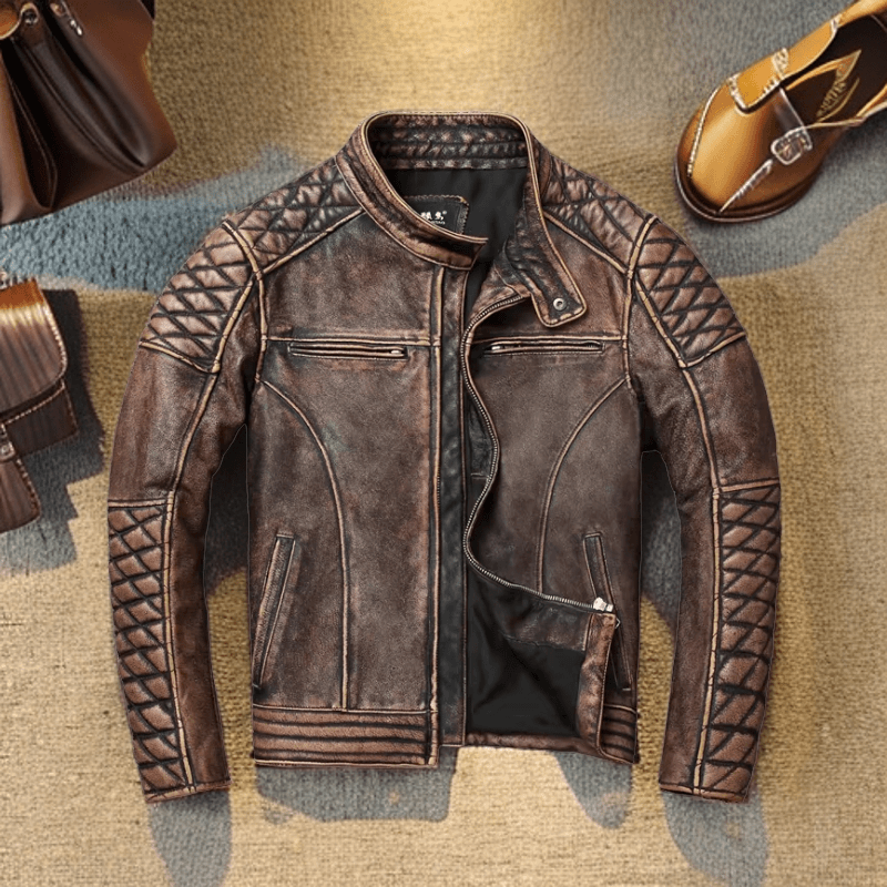 男士美式欧美2025真皮皮衣休闲立领外套【直播间过款喊号下单为准】