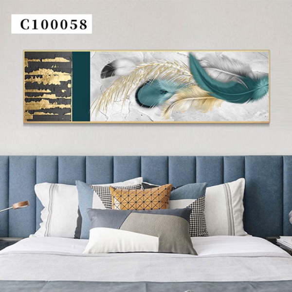现代简约卧室床头背景墙装饰画主卧卧房房间墙面羽毛挂画轻奢壁画