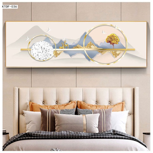 轻奢主卧背景墙福鹿挂画现代简约床头新中式壁画卧室客厅装饰画