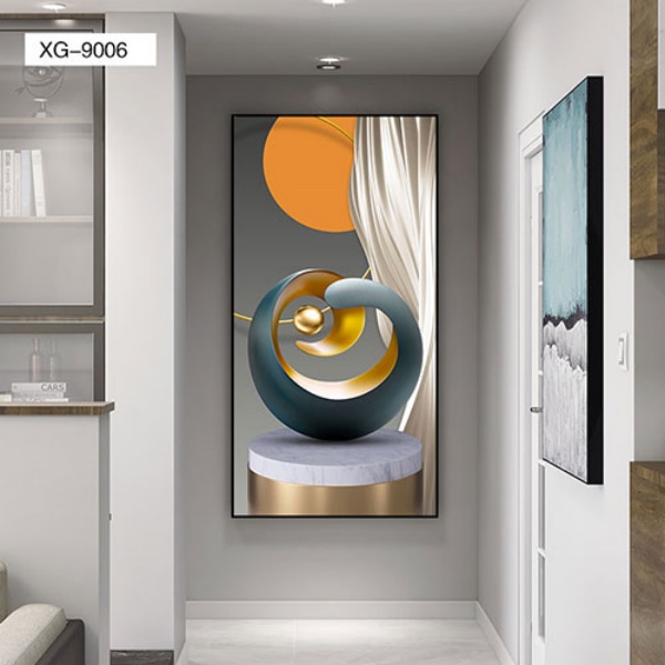 轻奢入户玄关装饰画客厅墙壁走廊过道挂画现代北欧简约竖版壁画