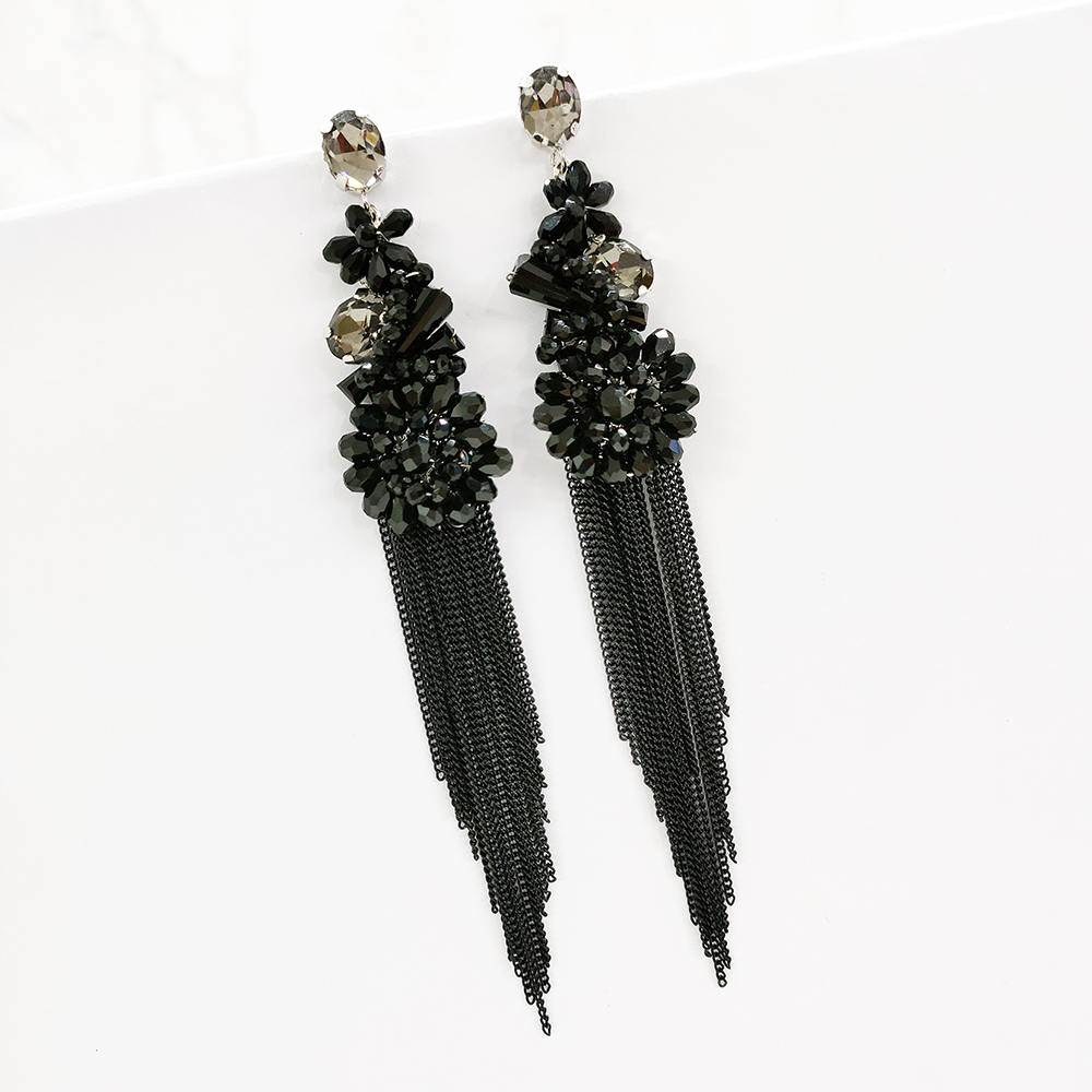 铜合金玻璃耳饰 民族风长款流苏手工耳环3568