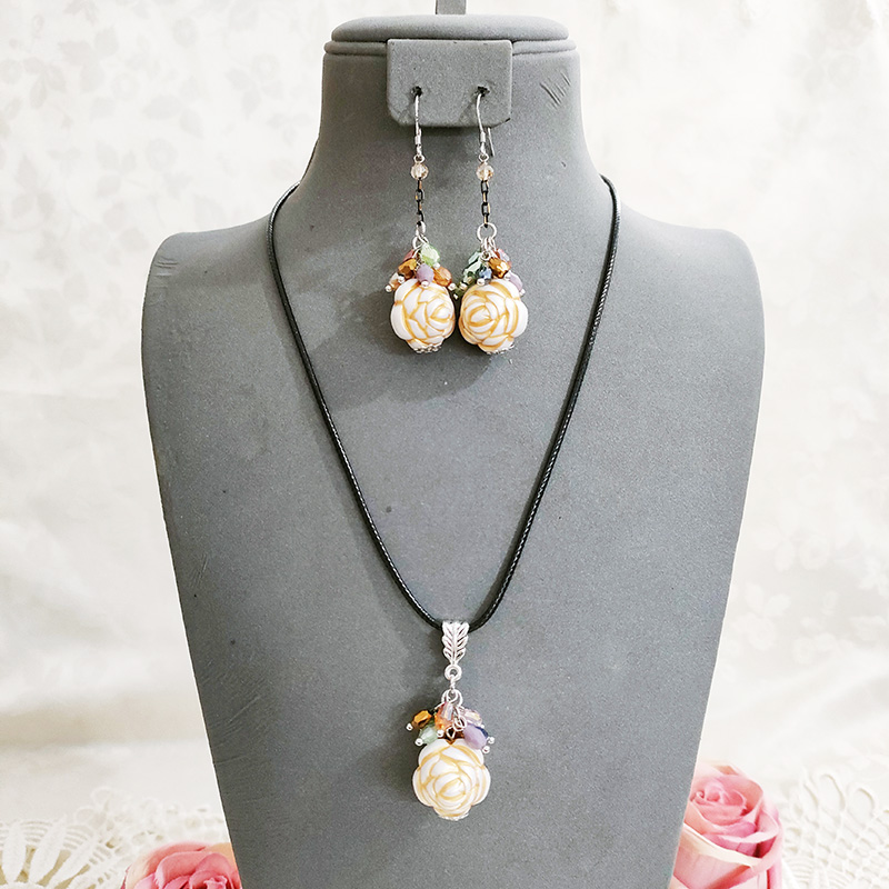 铜合金项链 民族风手工项链套装耳坠饰品2544