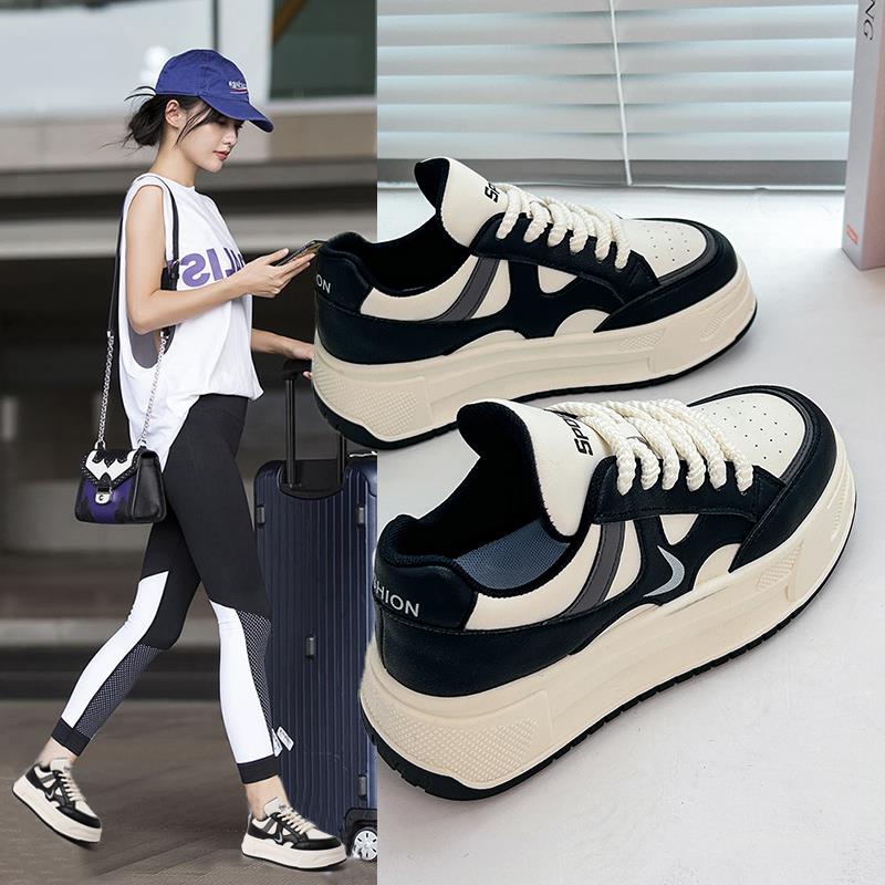 品牌真皮小白鞋女2023新款秋季厚底运动板鞋百搭小众ins潮34小码