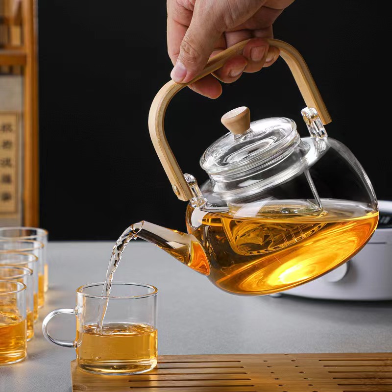 竹把提梁壶加厚玻璃茶壶家用功夫茶具大容量煮茶壶泡茶壶养生壶