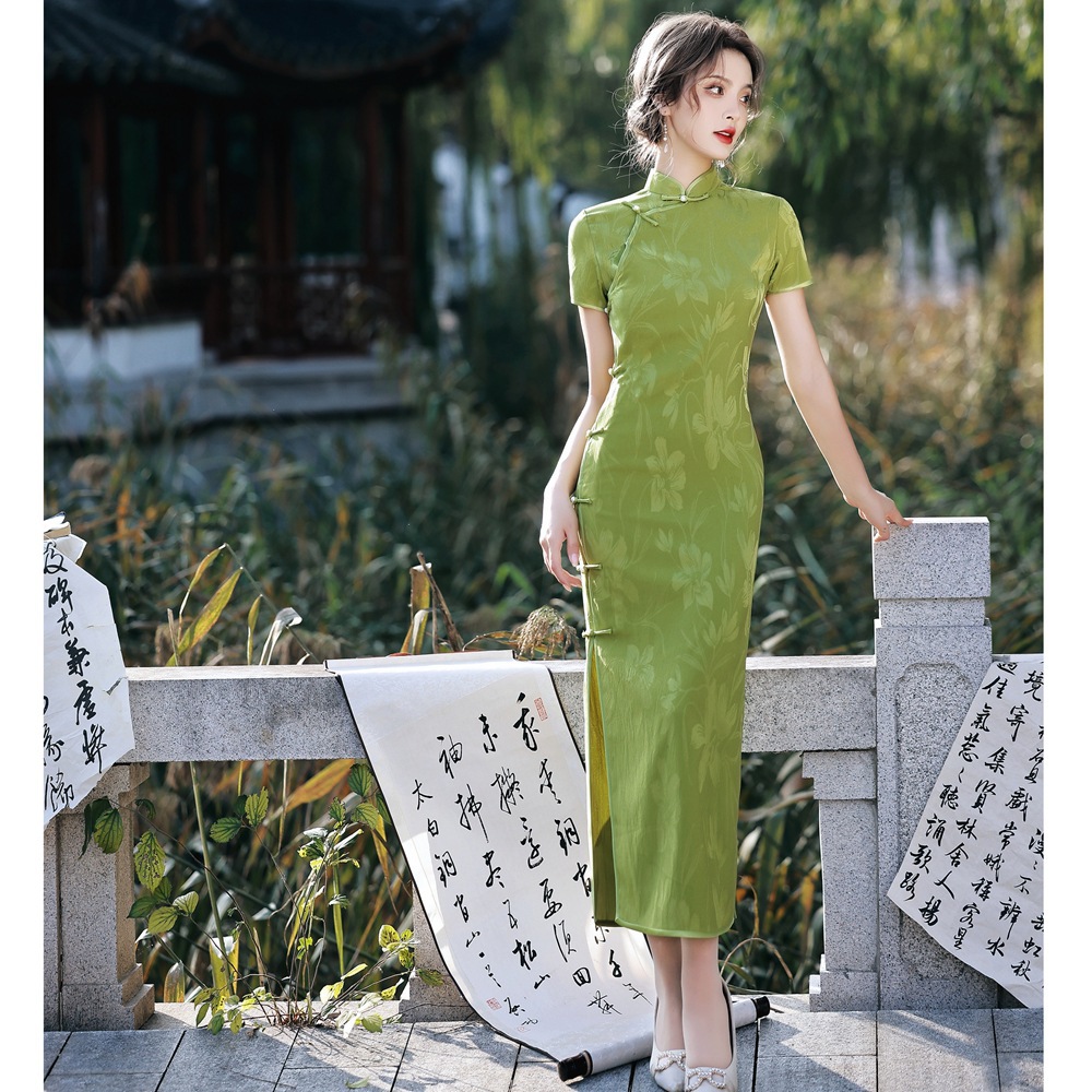 2023春夏季新款少女旗袍批发 优雅气质旗袍改良时尚连衣裙7600