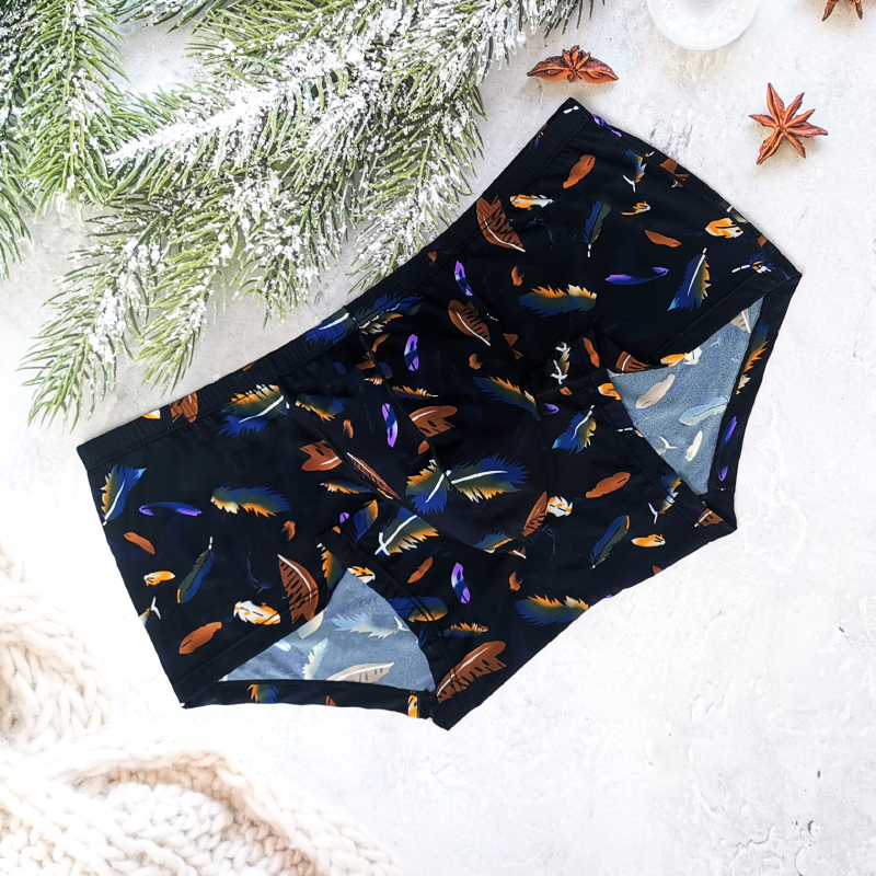 2条装 耐特花丝质纪念版男士内裤 子弹头囊袋窄裆底窄边三角裤