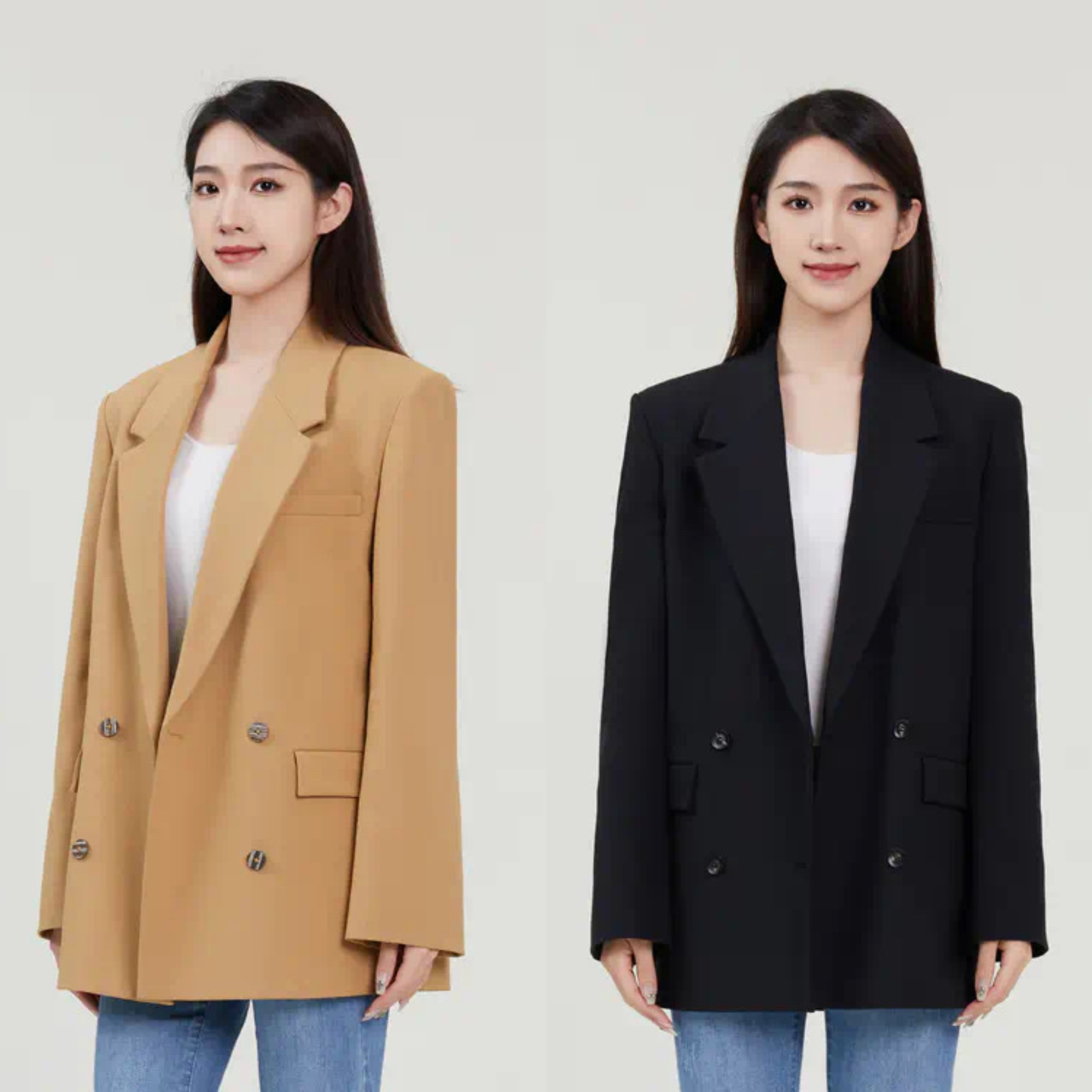 阿玛施百搭宽松双排扣西服时尚休闲气质网红经典百搭西装5400568