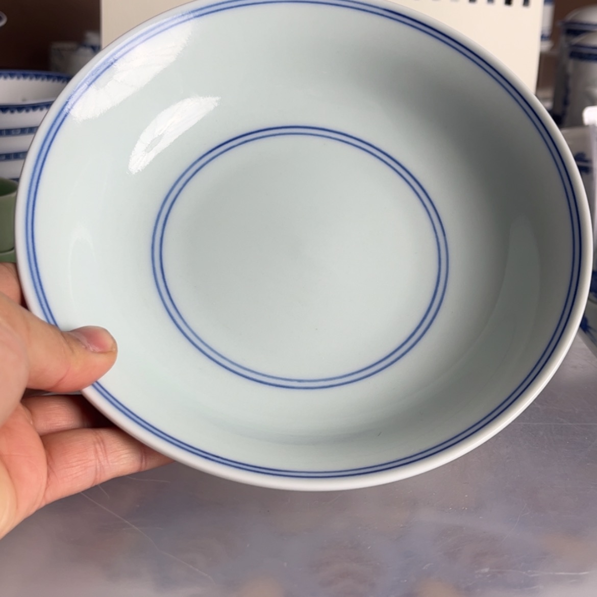 【闪购商品】陶瓷盘7.7英寸蓝线深盘