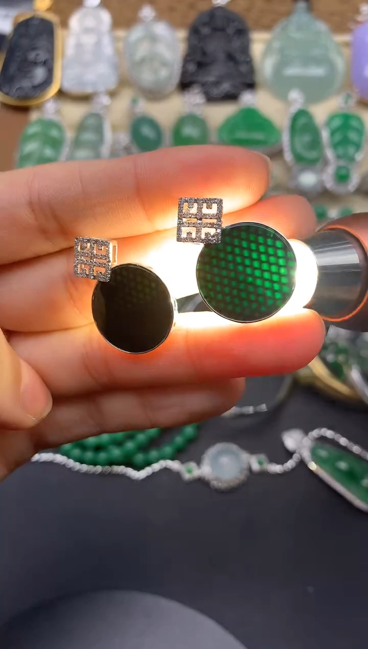 【闪购商品】翡翠耳饰18K金镶嵌443-中国好珍宝